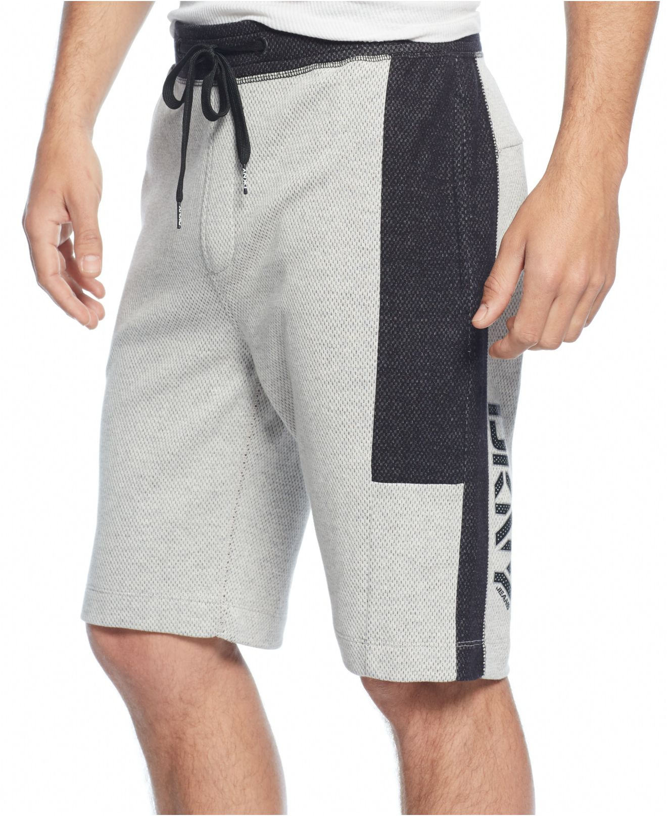 Dkny Colorblocked Mesh Logo Shorts in Gray for Men | Lyst