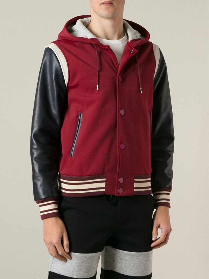 Lyst - Marc By Marc Jacobs Leather Sleeve Bomber Jacket in Red for Men
