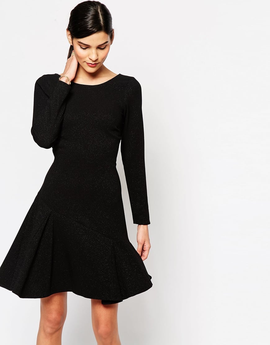 Lyst Closet Closet Long  Sleeve  Skater  Dress  In Glitter 