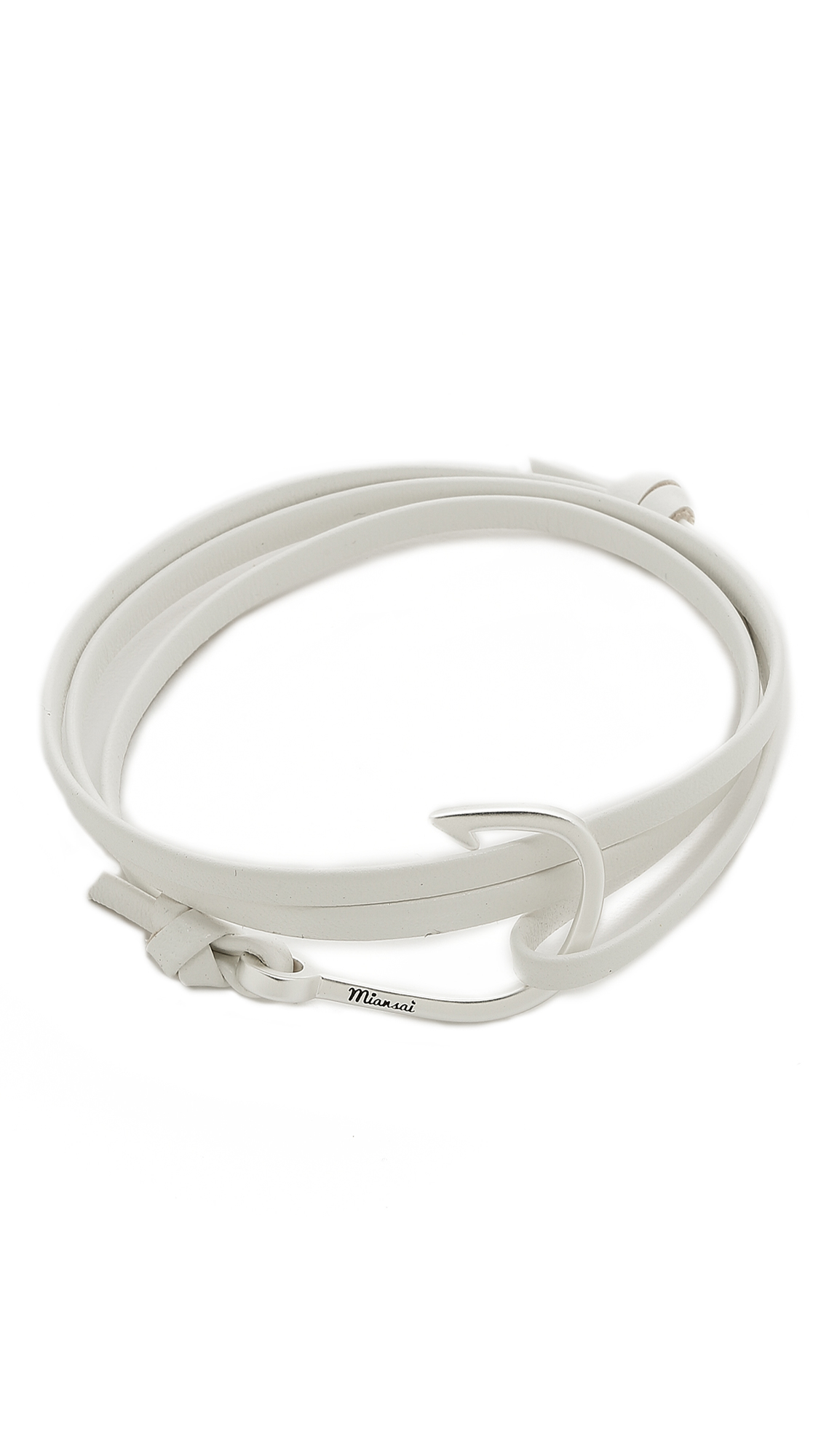 Lyst Miansai Silver Hook Leather Wrap Bracelet In White For Men