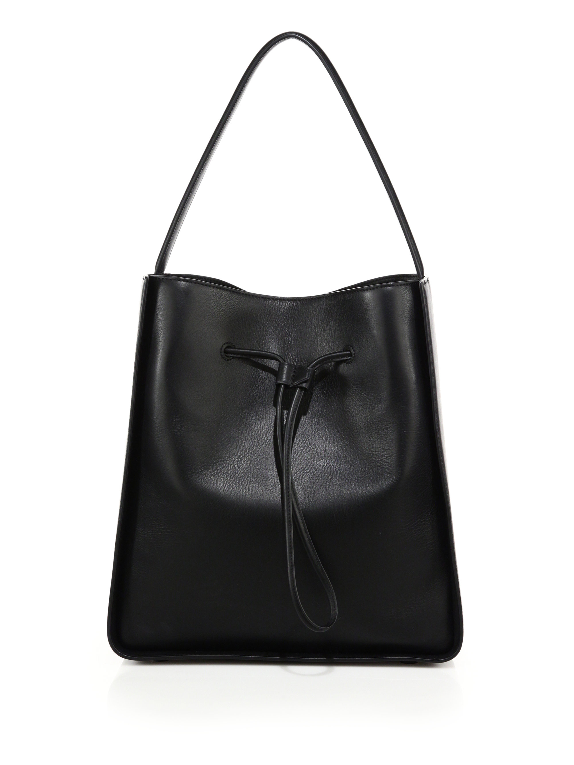 3.1 phillip lim Soleil Large Leather Drawstring Bucket Bag in Black | Lyst
