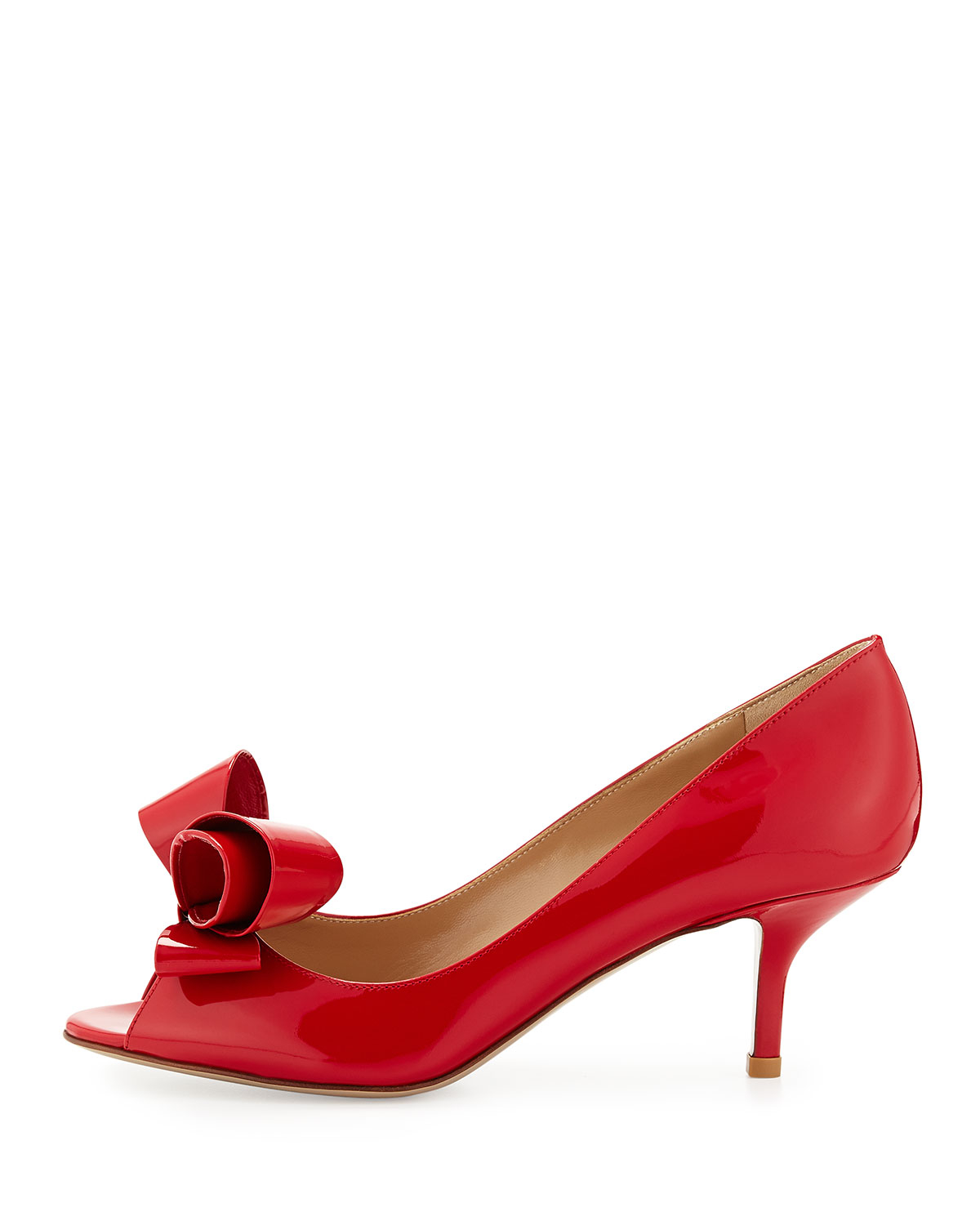 Lyst - Valentino Patent Bow Low-Heel Pump in Red