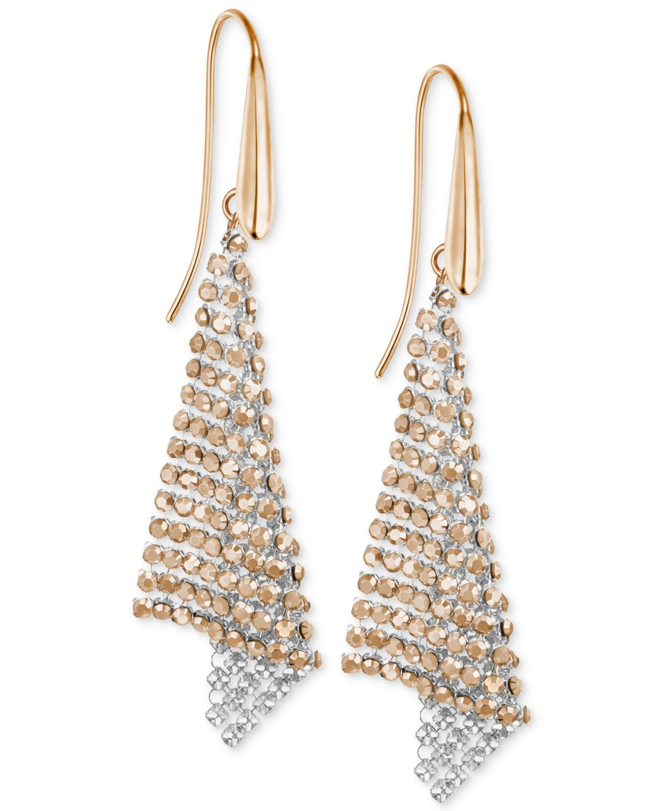 Lyst Swarovski Rose Gold Tone Crystal Mesh Drop Earrings In Pink Gallery