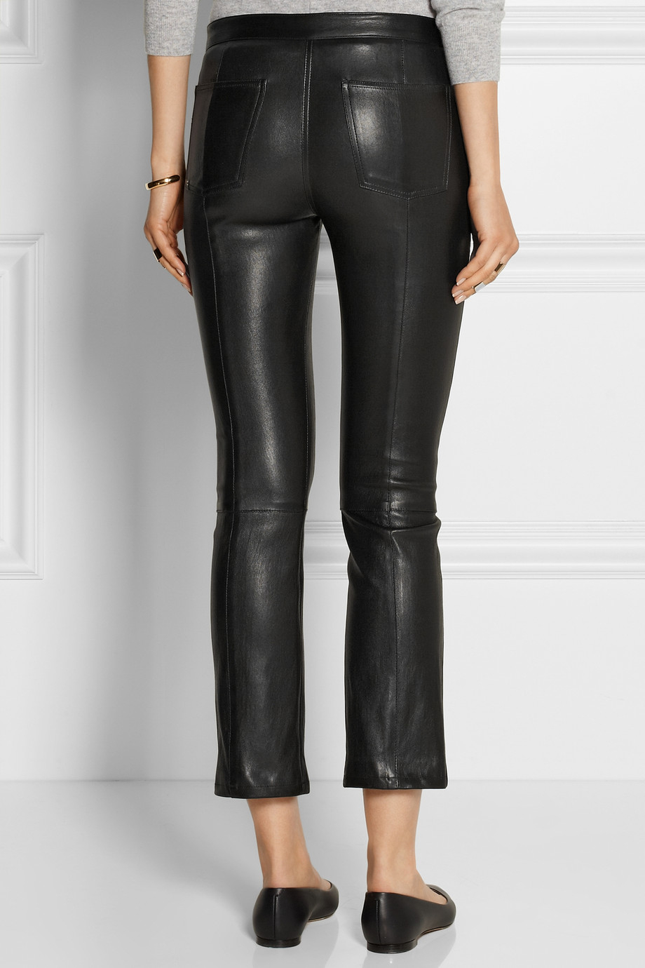 The Row Landly Cropped Stretch-Leather Straight-Leg Pants in Black - Lyst