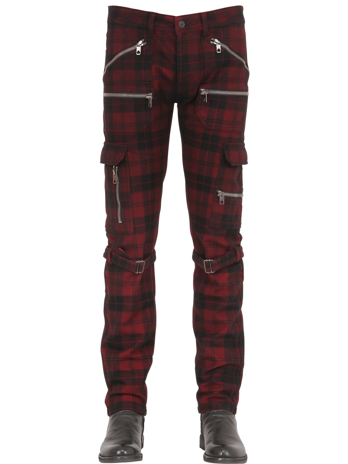 red plaid track pants mens