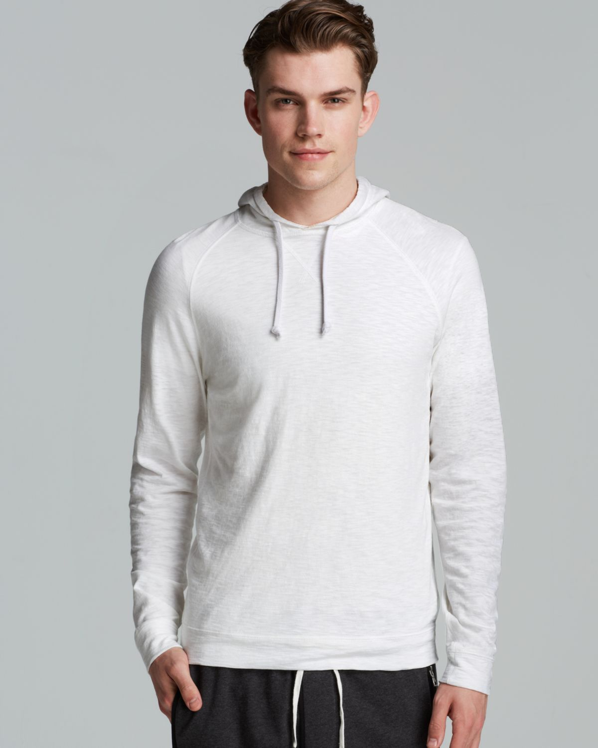 Vince Jersey Pullover Hoodie in White for Men | Lyst