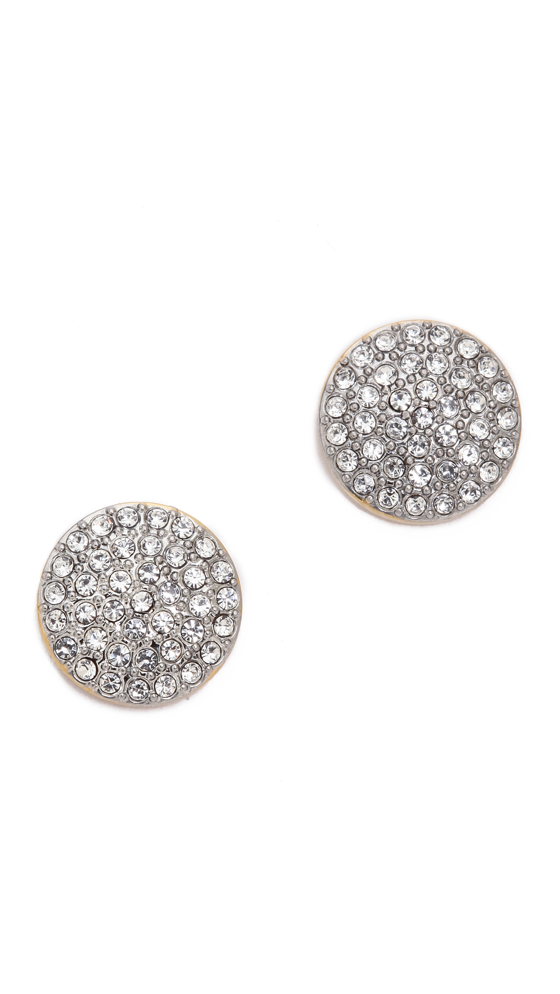 Lyst Michael Kors Pave Disc Post Earrings Clear Gold In Metallic Gallery