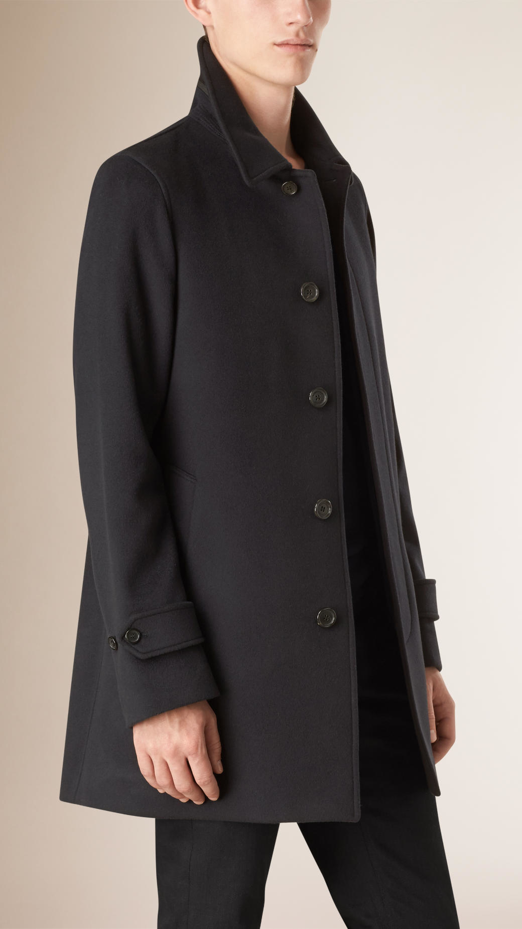 Burberry Wool Cashmere Car Coat in Blue for Men | Lyst