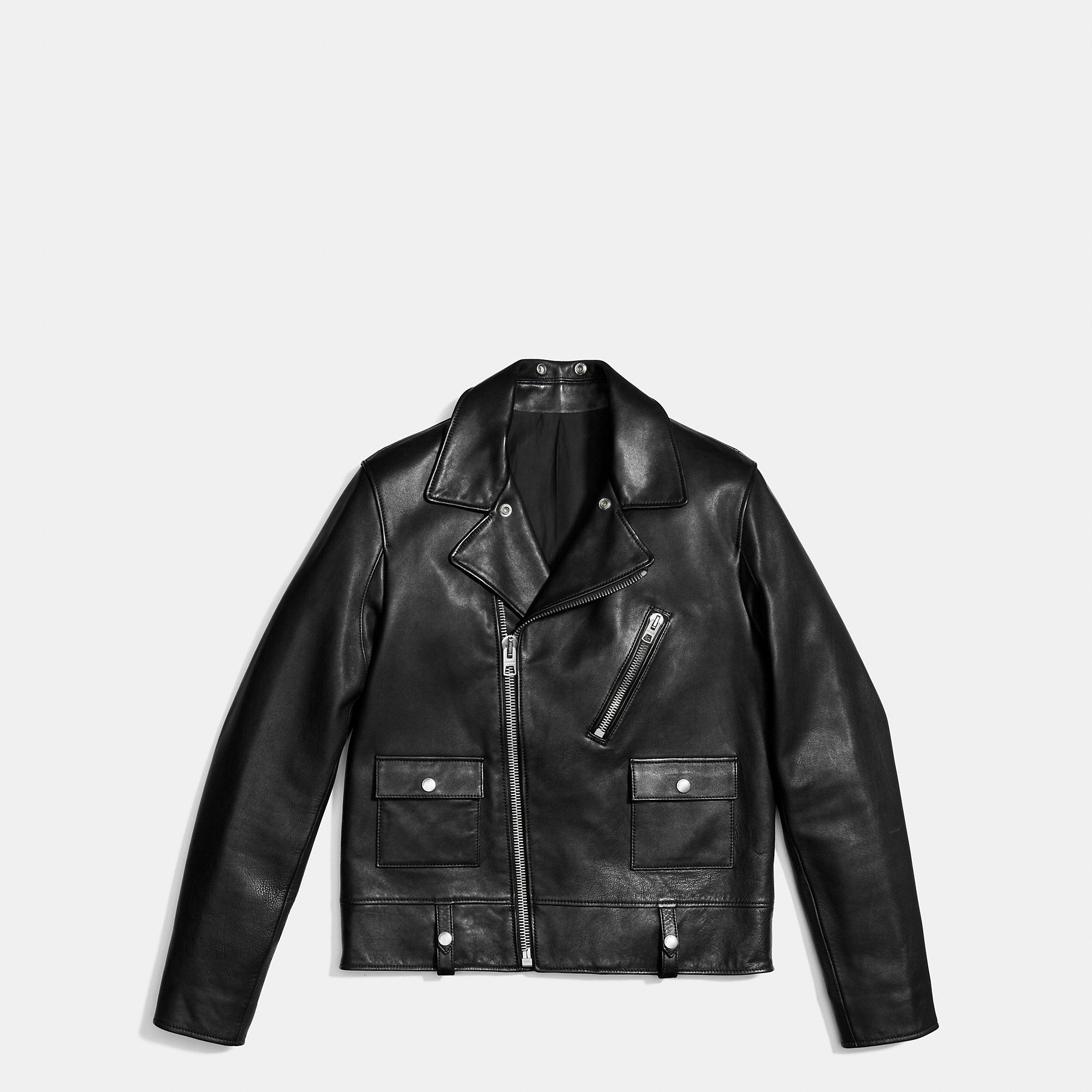 Lyst COACH Leather Motorcycle Jacket in Black for Men