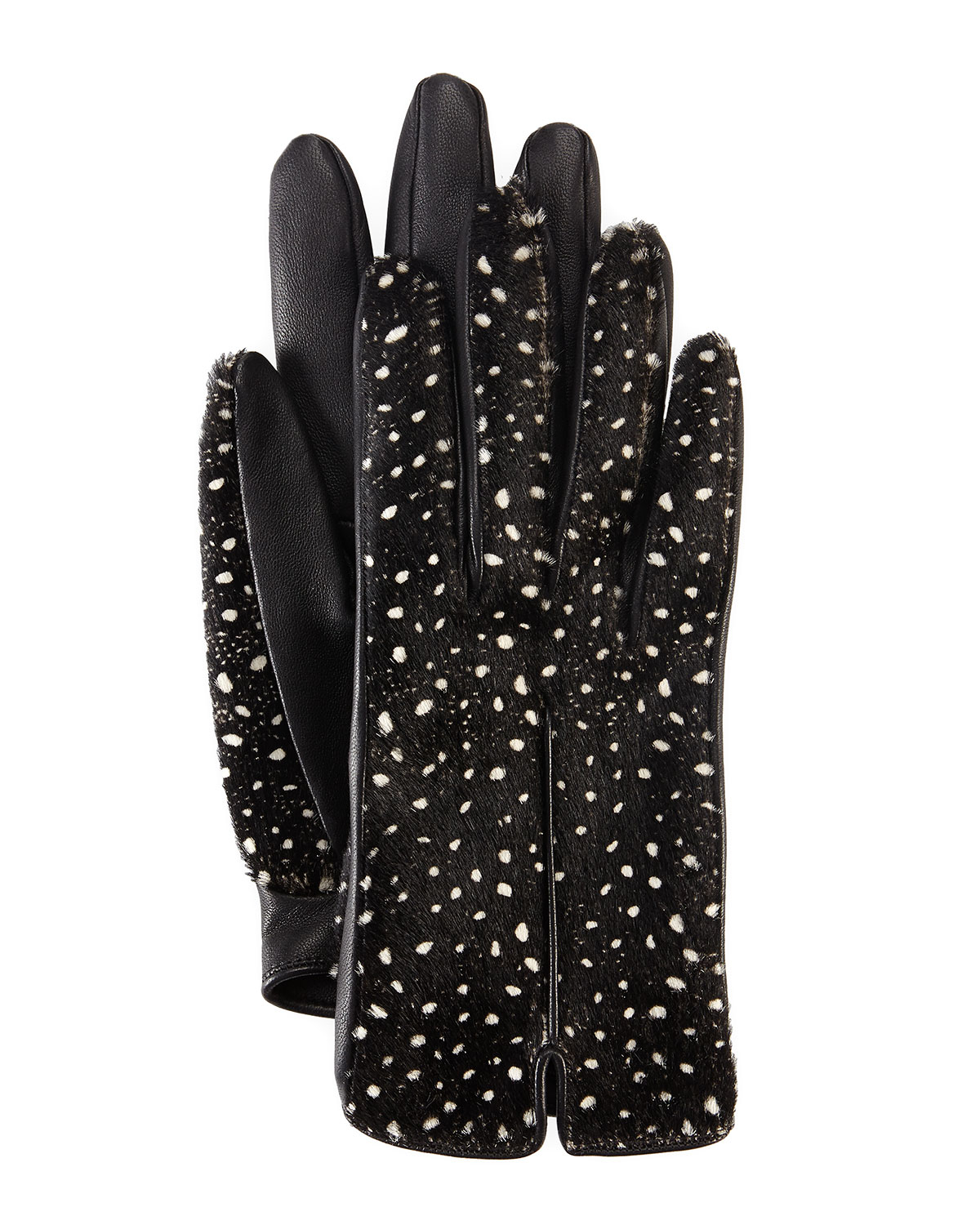 Lanvin Spotted Calf Hair & Leather Gloves in Black | Lyst