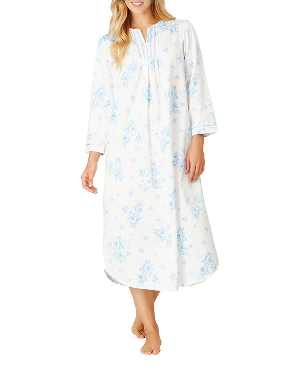 Carole hochman Satin Floral Nightgown in Blue | Lyst