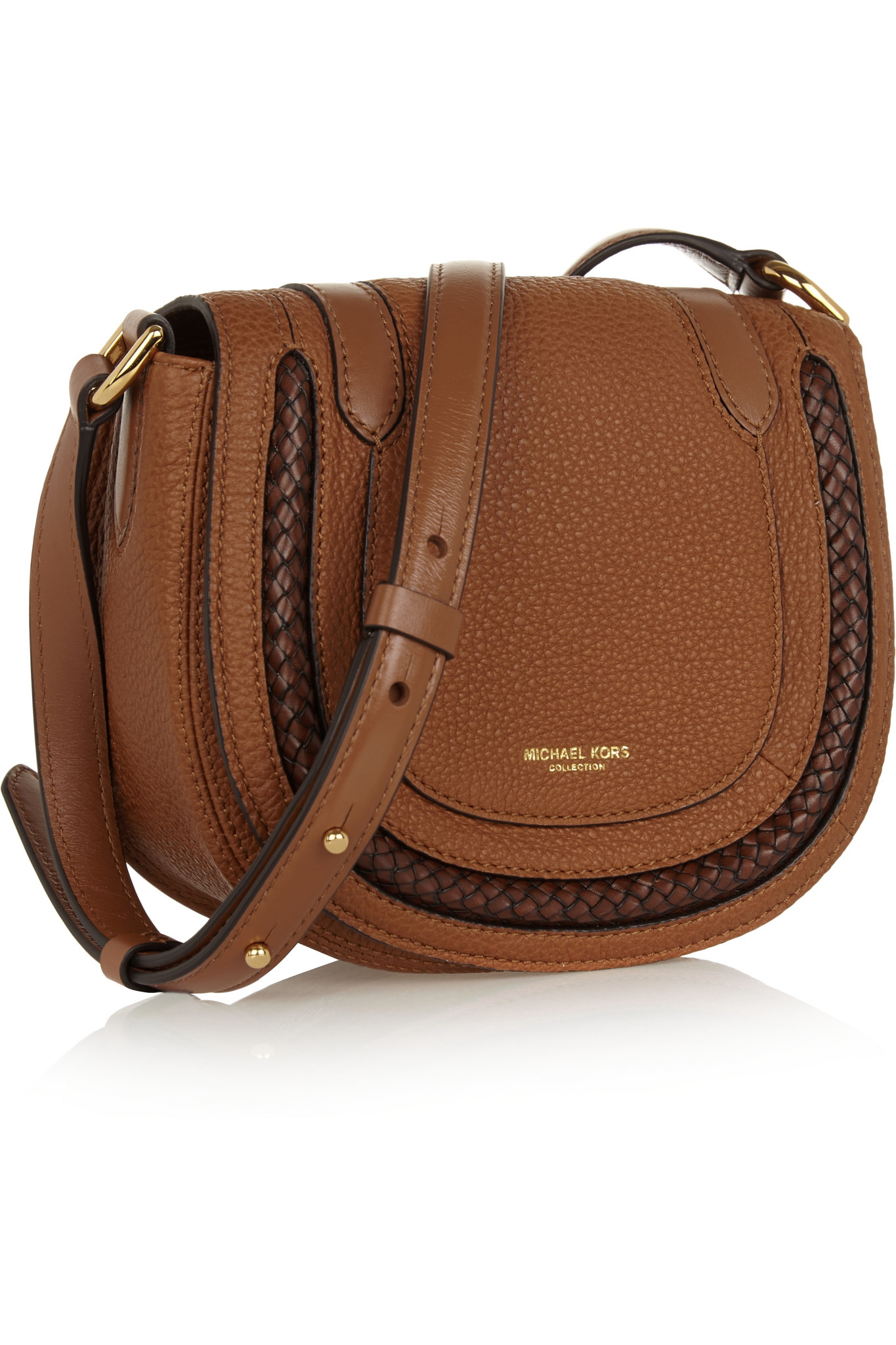 Michael Kors Skorpios Small Textured-leather Shoulder Bag in Brown - Lyst