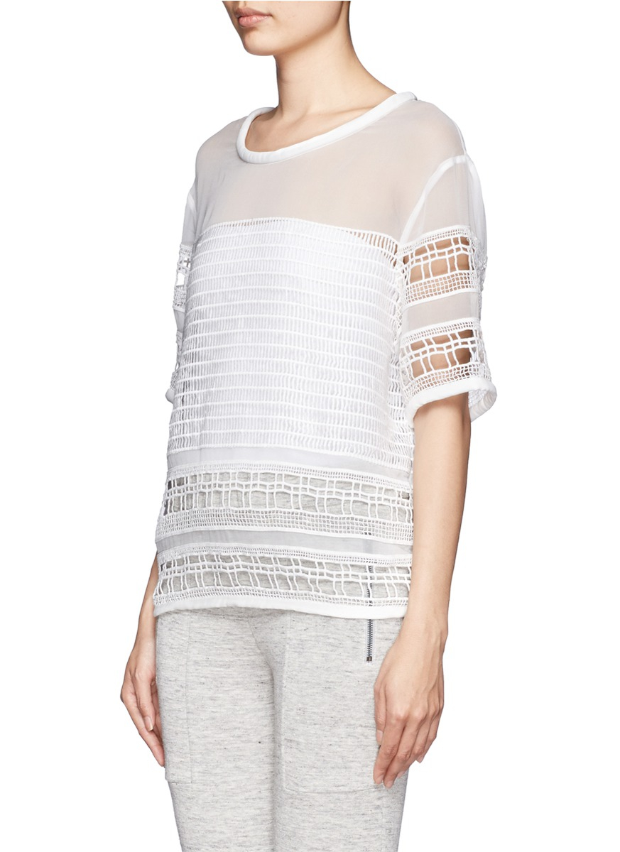 Lyst IRO Emmie Open Lacework Sheer Silk Top in White