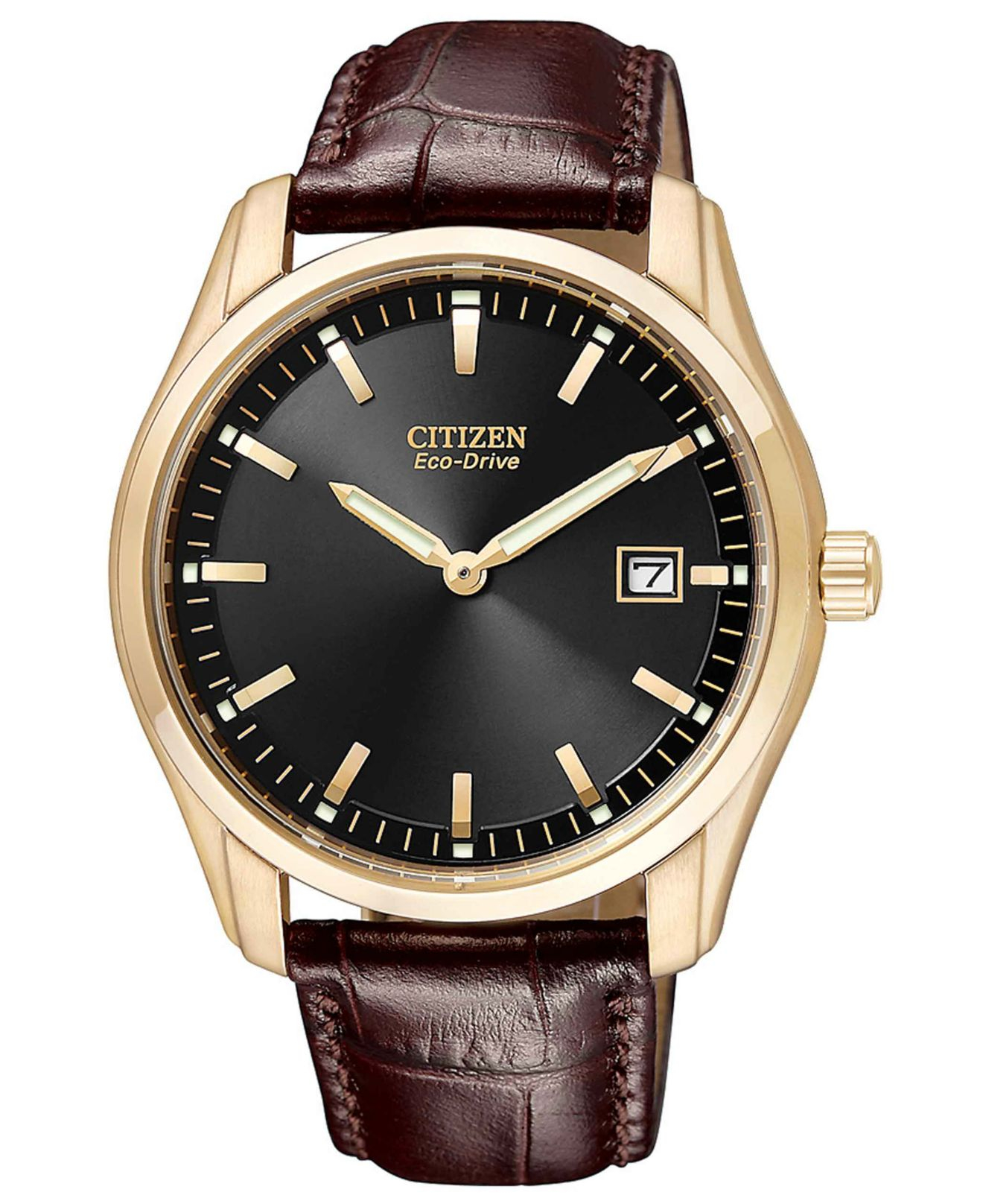 Citizen Men's Ecodrive Brown Leather Strap Watch 40mm Au104300e in