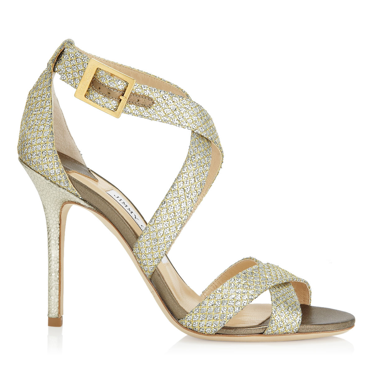 Lyst - Jimmy Choo Lottie Champagne Glitter Fabric Sandals in Metallic