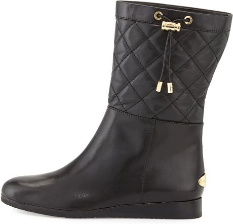 Michael Kors Lizzie Quilted Mid Boot in Black | Lyst