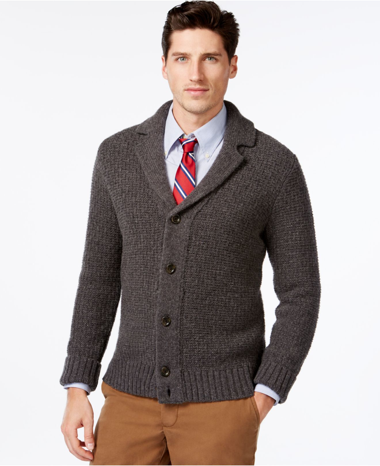 Lyst - Tommy Hilfiger Y Mick Notched Shawl-collar Cardigan in Gray for Men