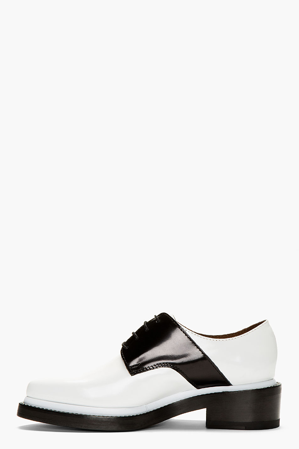 Acne Studios Black and White Lark Mix Saddle Shoes in White (black) | Lyst