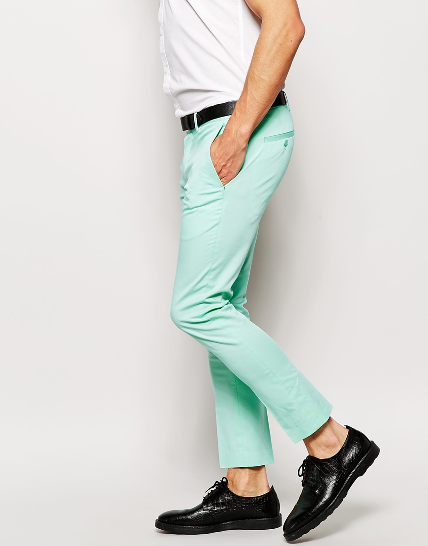 mint green trousers