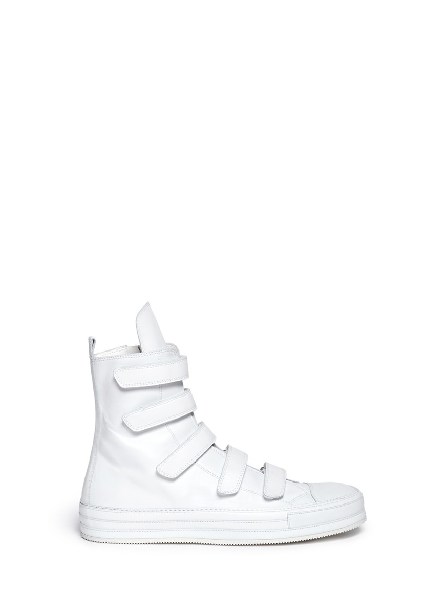 Lyst - Ann Demeulemeester Velcro Strap High Top Leather Sneakers in ...