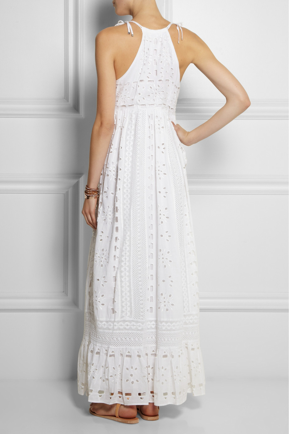 MICHAEL Michael Kors Broderie Anglaise Cottonvoile Maxi Dress in White ...