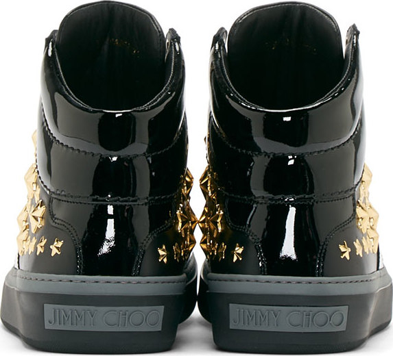 jimmy choo black patent trainers