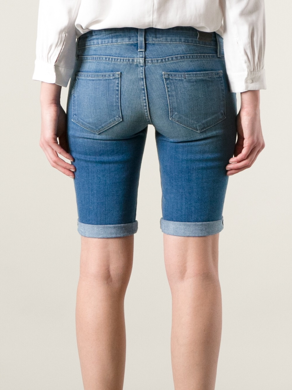 Lyst Paige Jax Knee Length Denim Shorts in Blue
