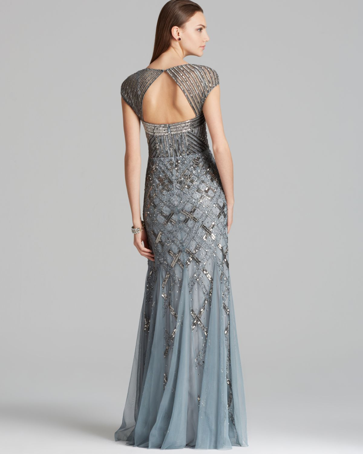 cap sleeve beaded gown