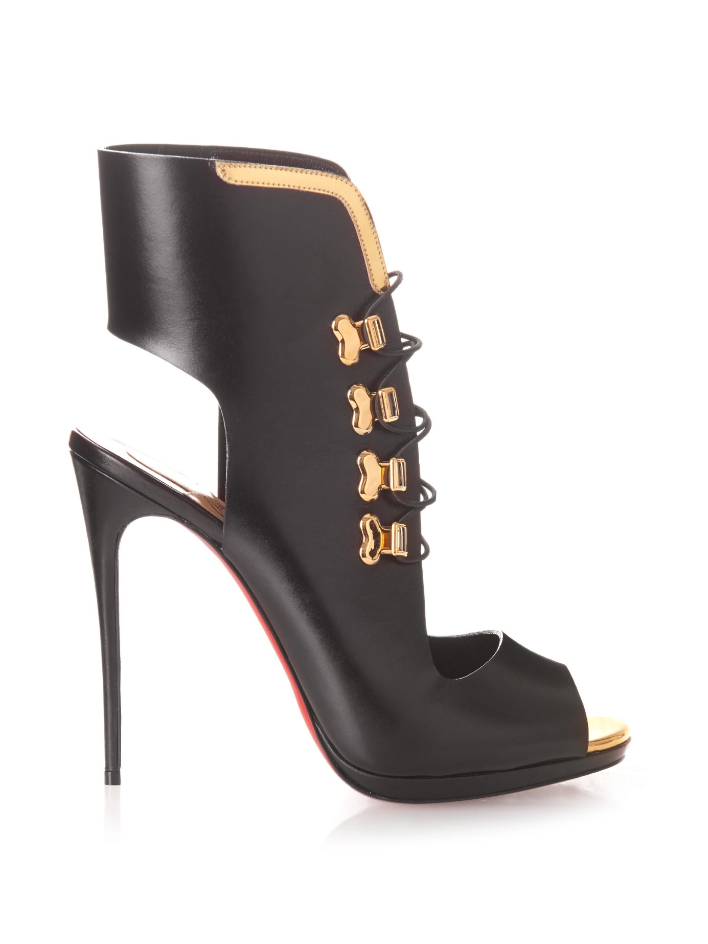 Christian louboutin Troubida Cut-Out Leather Sandals in Black | Lyst