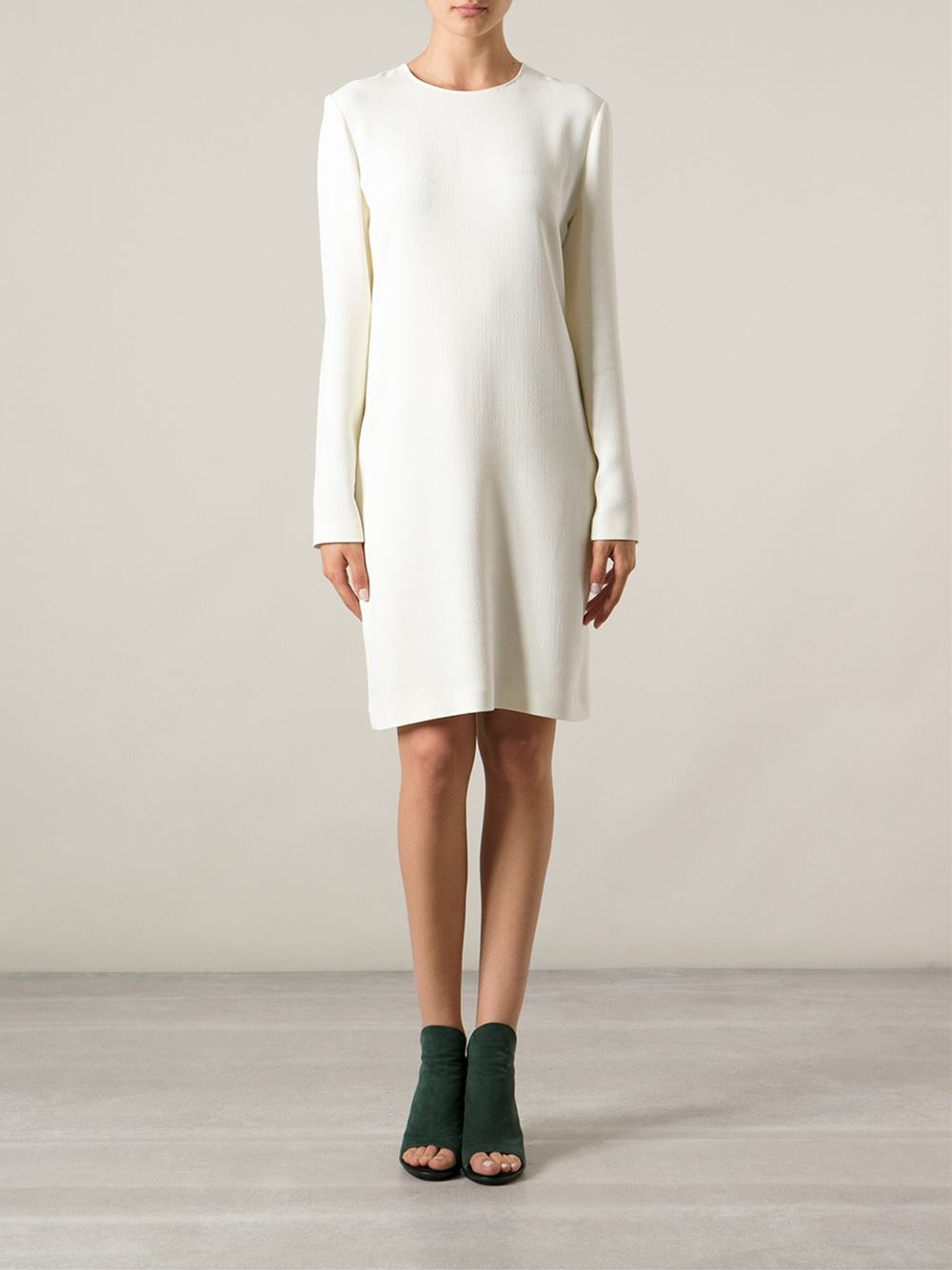Lyst - Calvin Klein Long Sleeved Dress in White