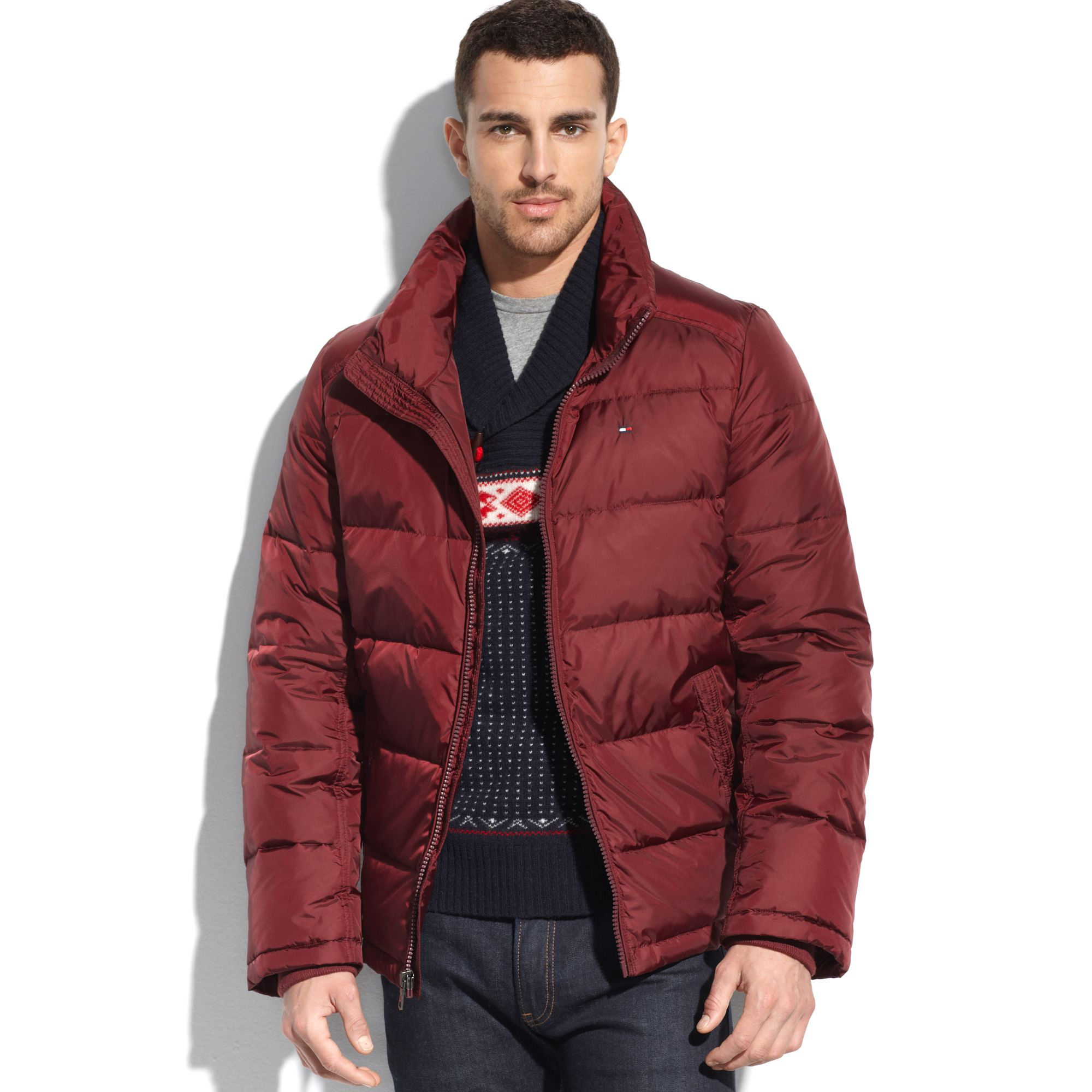 high shine down puffer jacket tommy hilfiger