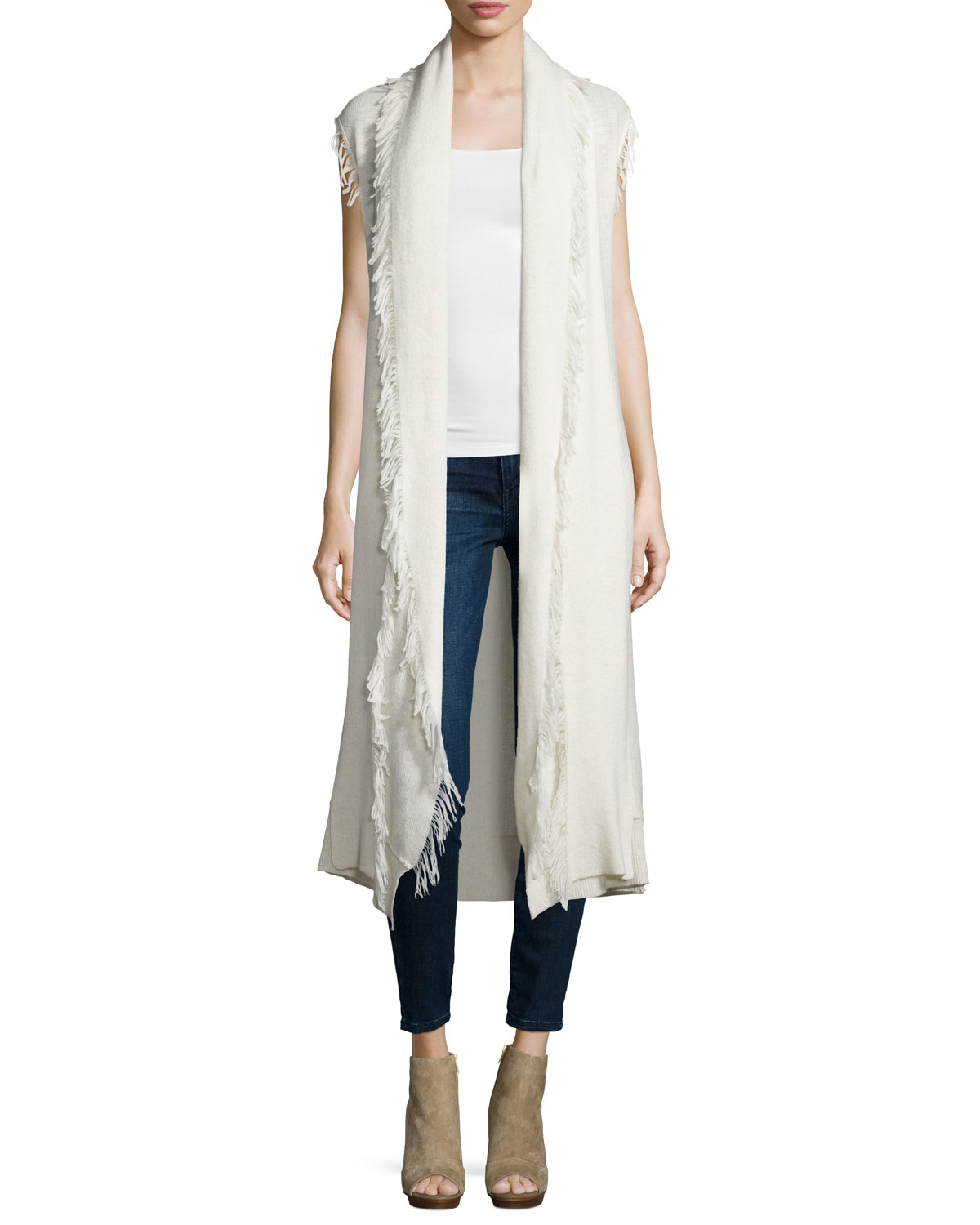 sleeveless long cardigan sweater