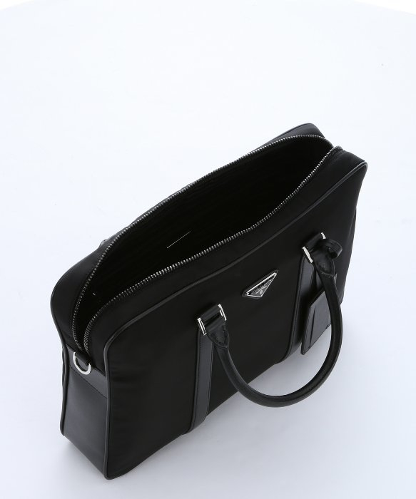 Prada Black Tessuto Nylon And Leather Convertible Briefcase in ...  