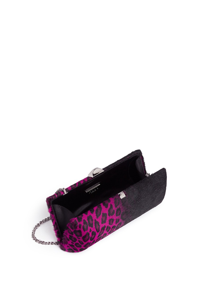 Lyst Rodo Dégradé Leopard Print Pony Hair Clutch in Pink