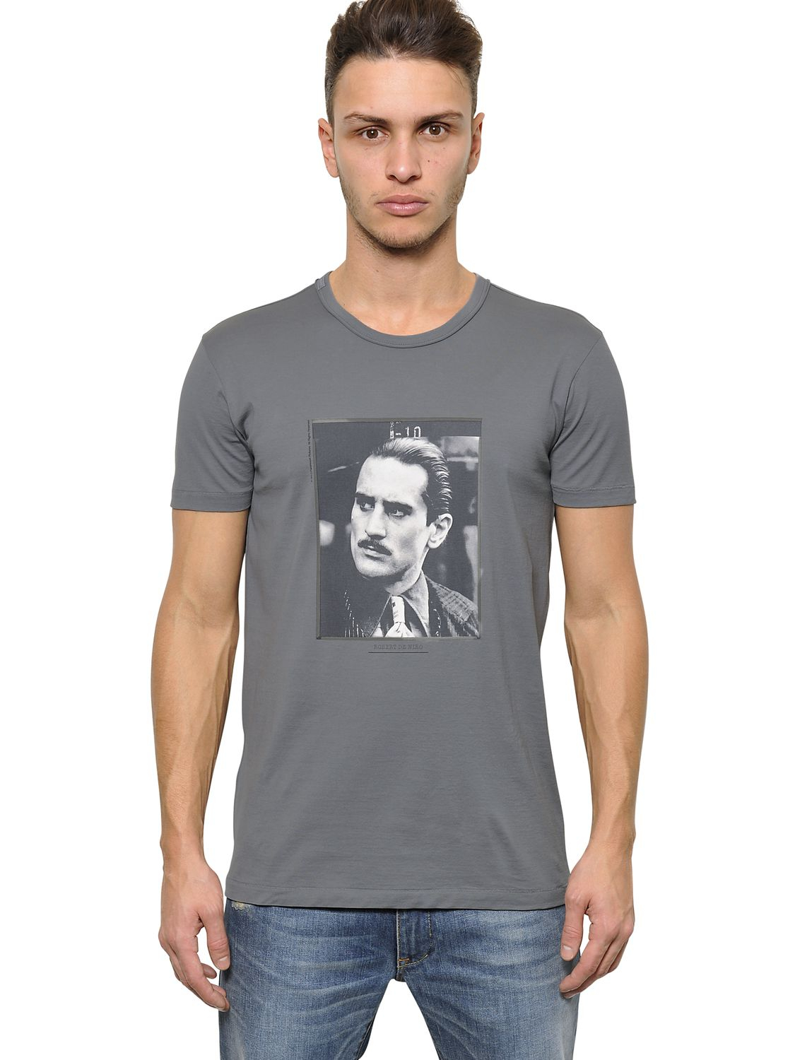 Dolce & gabbana Robert De Niro Cotton Jersey Tshirt in Gray for Men | Lyst