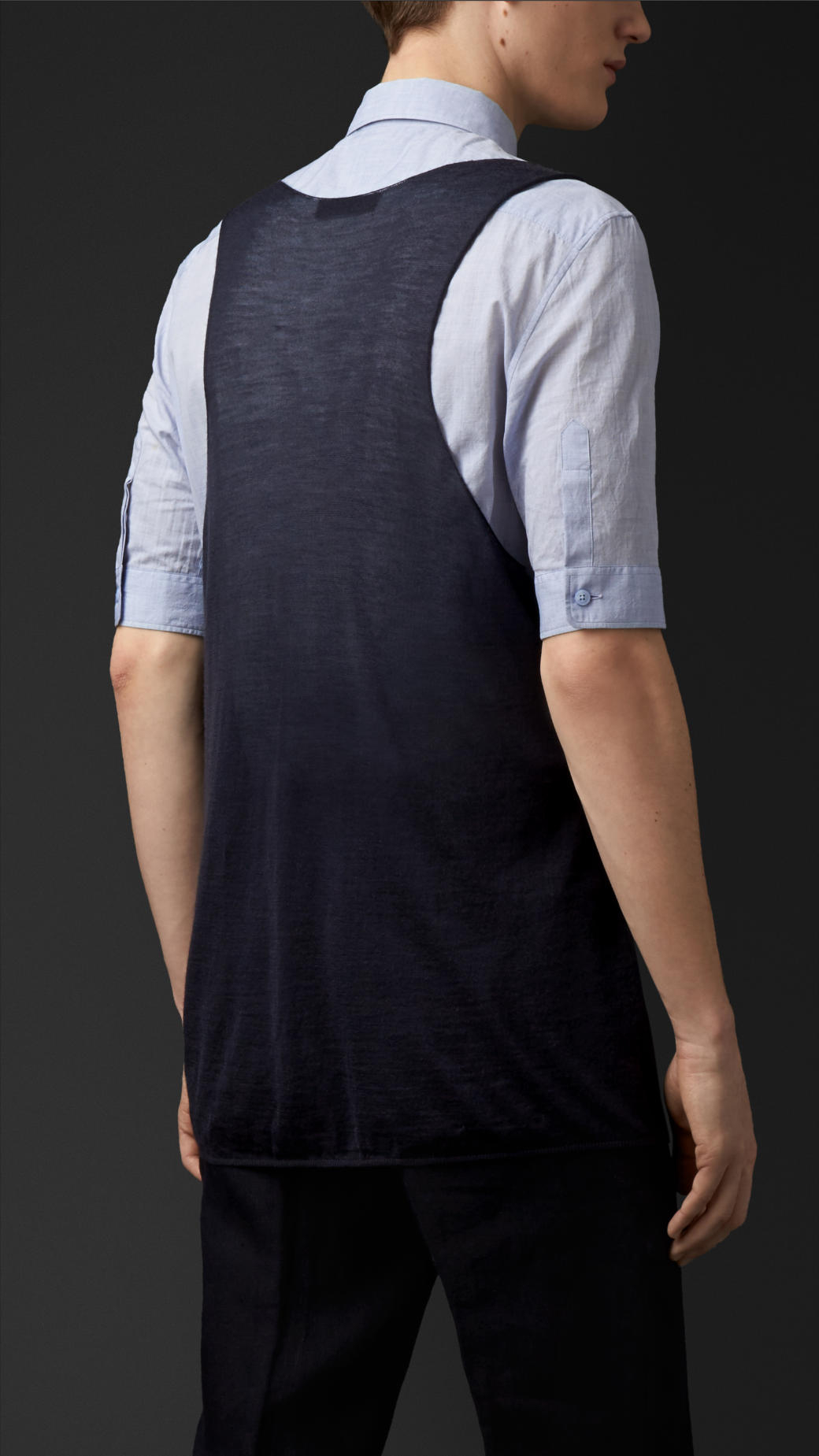 Lyst Burberry Cashmere Silk Knitted Vest in Blue for Men
