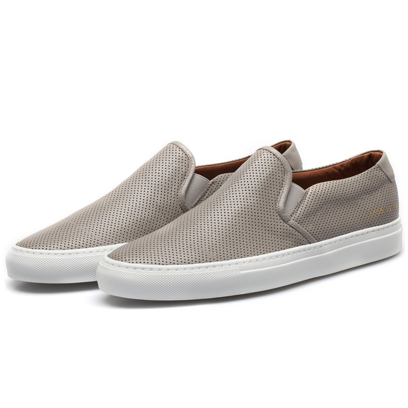 Common Projects Grey Slip-On Perforated Sneakers in Gray for Men | Lyst