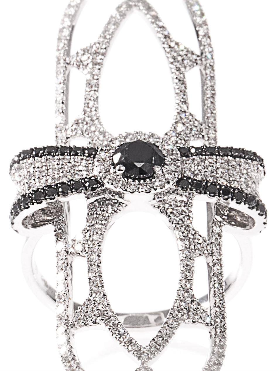 Elise dray Diamond White Gold Bow Ring in Metallic | Lyst