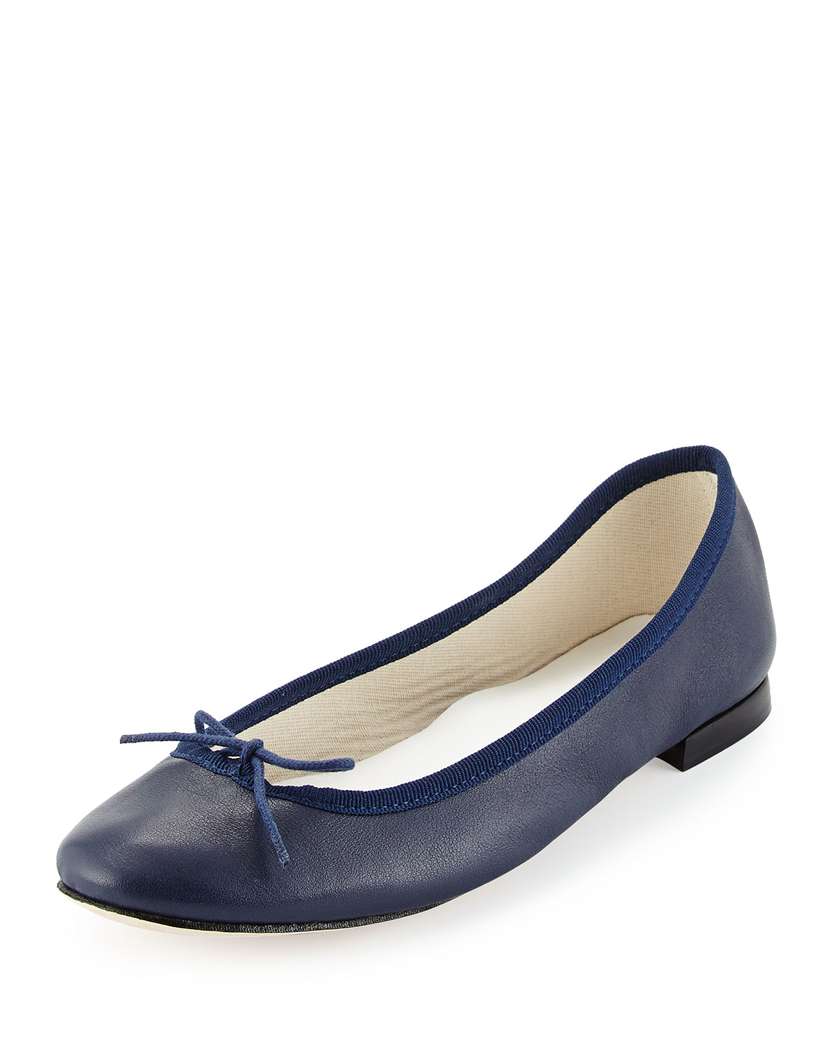 Repetto Camille Bow Leather Ballet Flats in Blue | Lyst