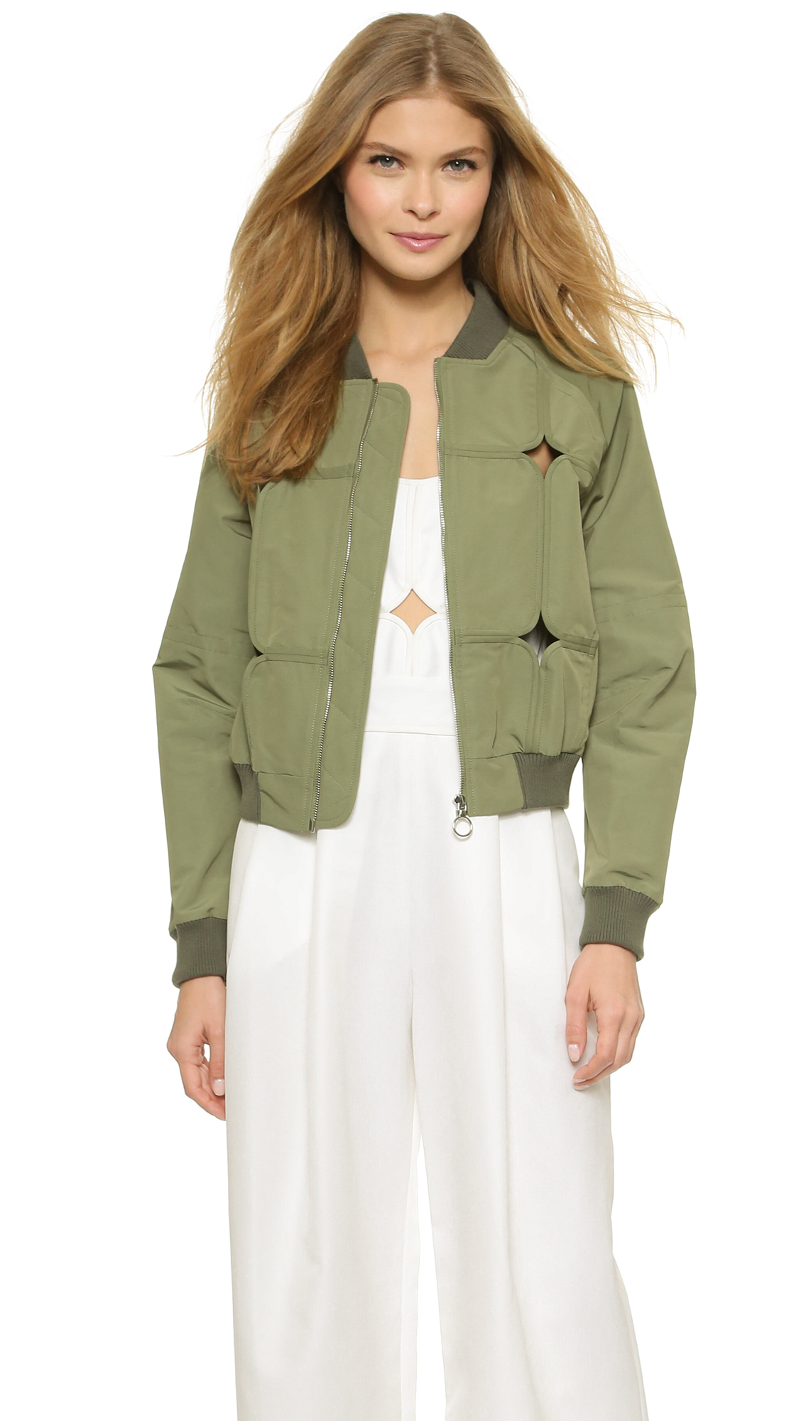 Yigal Azrouël Framed Palm Tree Er Jacket Aloe In Green Lyst Gallery