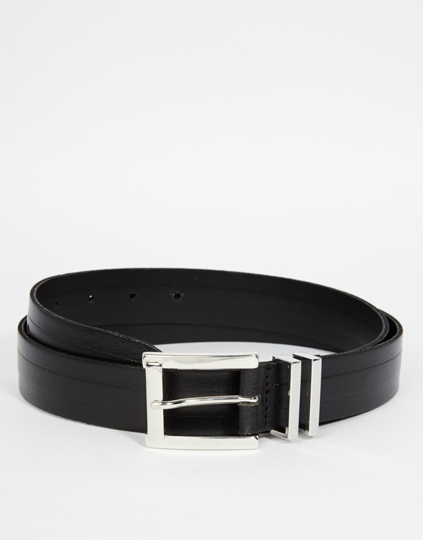 Lyst - Asos Smart Leather Belt In Black With Double Metal Keeper in ...