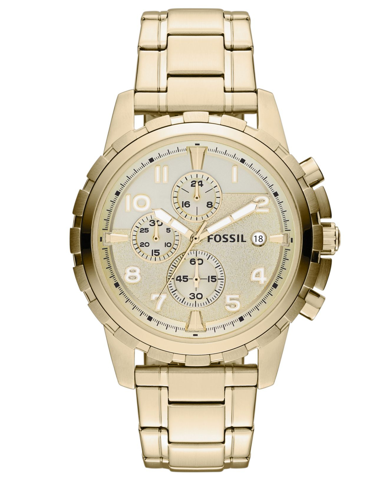 Fossil Men's Chronograph Dean Gold-tone Stainless Steel Bracelet Watch