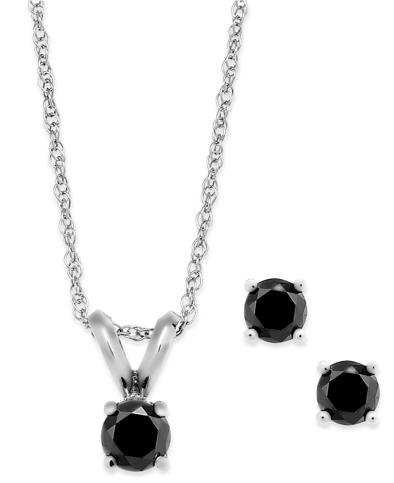 Macy&#39;s Black Diamond Jewelry Set In 10k White Gold (1/4 Ct. T.w.) in Black | Lyst