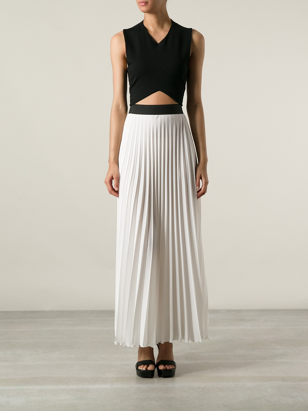 P.a.r.o.s.h. Long Pleated Skirt in White | Lyst