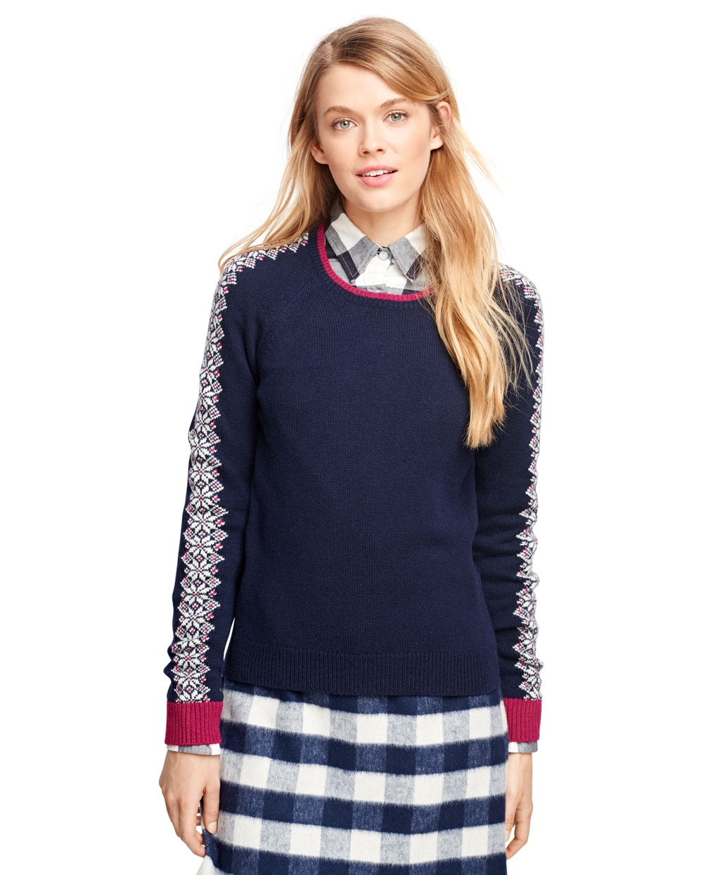 Brooks brothers Lambswool Fair Isle Sweater in Blue | Lyst