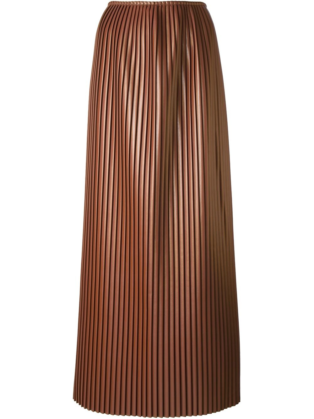 MSGM Long Pleated Skirt in Brown - Lyst