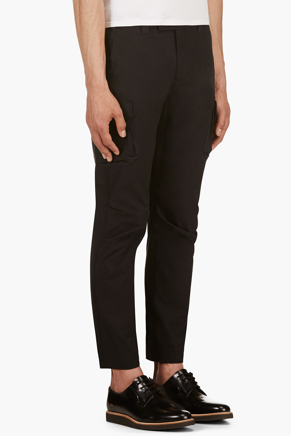 White Mountaineering Black Cropped Pertex Cargo Trousers in Black for ...