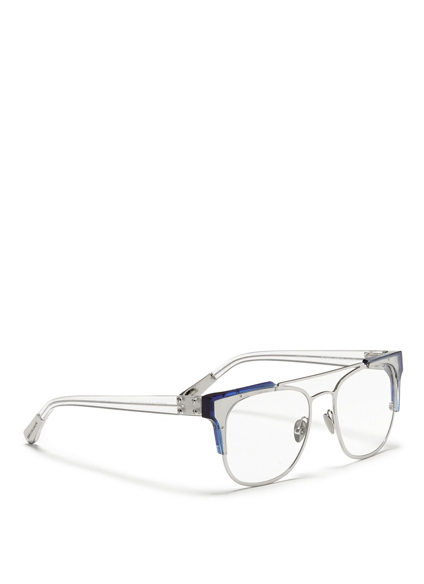 Kris van assche X Linda Farrow Flat Top Browline Optical Glasses in