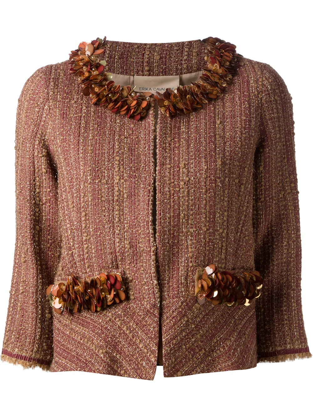 Lyst - Erika Cavallini Semi Couture Embellished Boucle Jacket in Purple