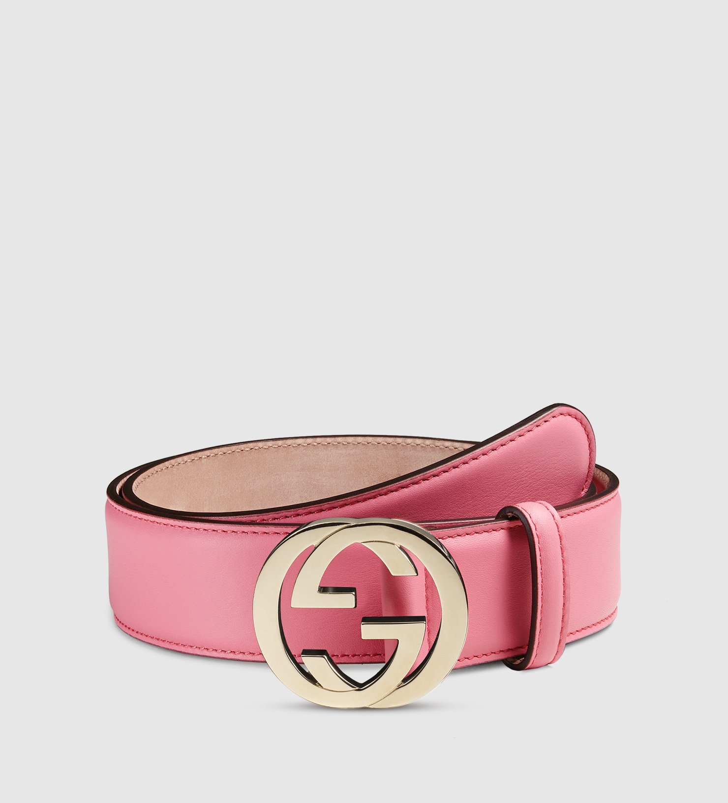 Gucci Leather Belt With Interlocking G Buckle in Pink | Lyst